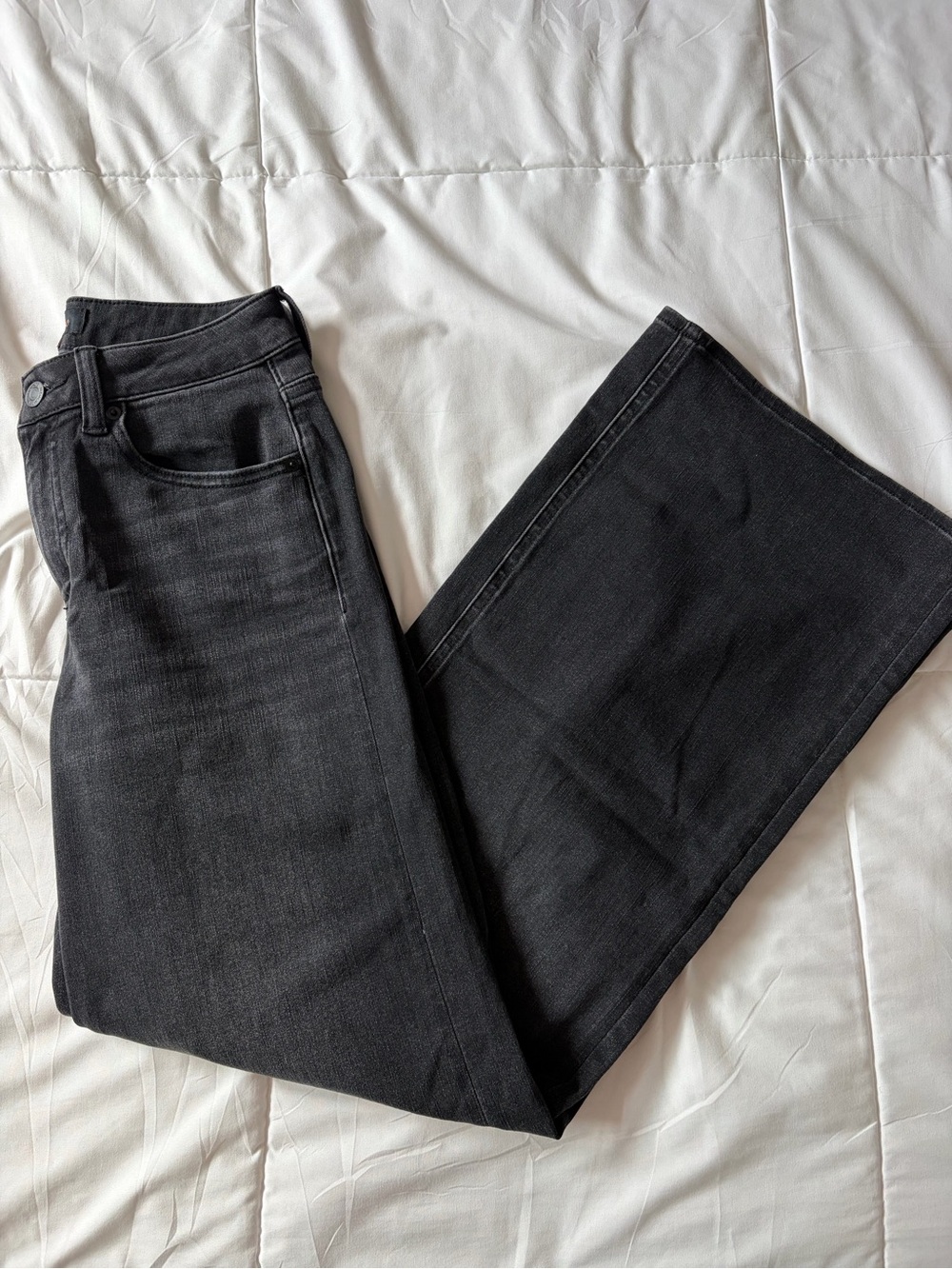 Quince Black Bella Wide Leg Jeans 25 Luxe Denim Comfort Stretch